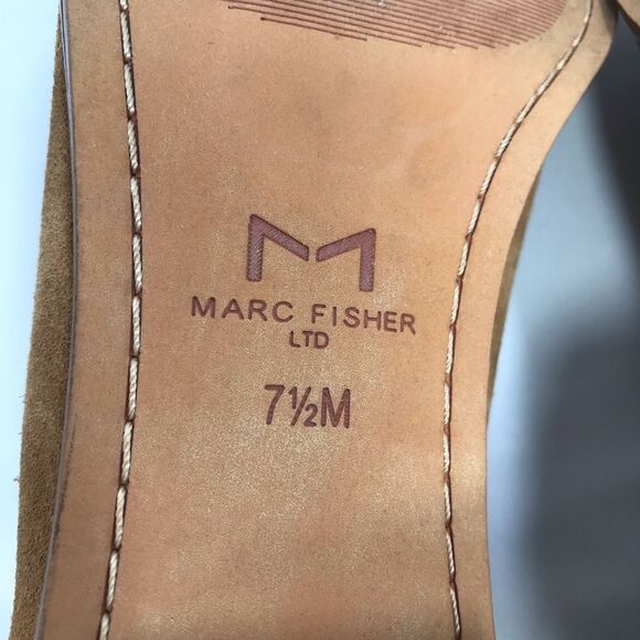 Marc Fisher YILDA Camel Brown Suede Leather Side Cutout Slip On Bootie - Picture 16 of 16
